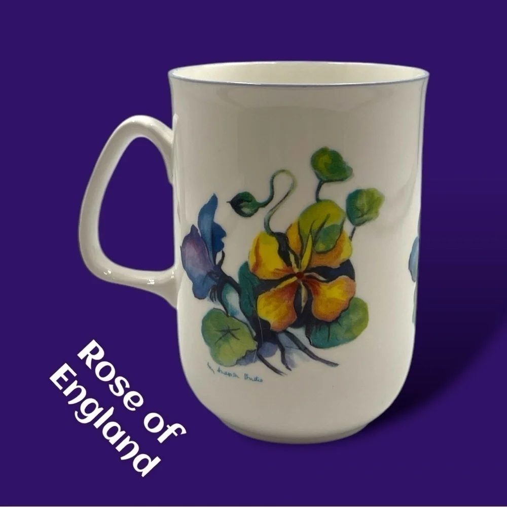 Ann Anderson Studio Rose of England Pansy Teacup Bone China